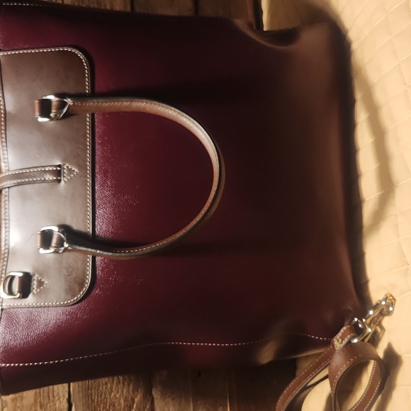 Dooney & Bourke Burgundy Leather Tote Bag - Picture 4 of 12
